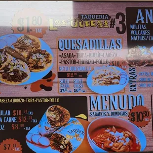 tacos, menu