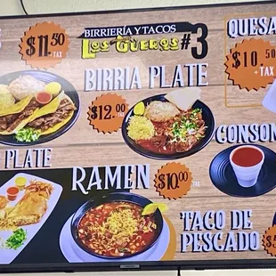 Menu as of July 2024