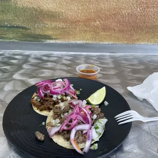 Asada in the front, and Al Pastor in the back