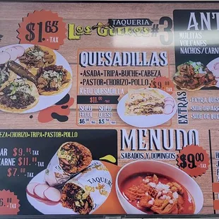 Prices Menu (08/30/23). @TaqueriaLosGueros #Whittier #MexicanFood #CheapEats #Burritos #Tacos #FoodPorn