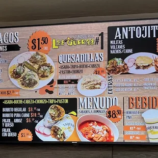 Menu as of 8/14/22