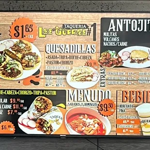 a menu for a mexican restaurant