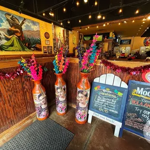 the inside of a mexican restaurant