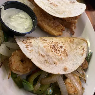 Shrimp and fish tacos.