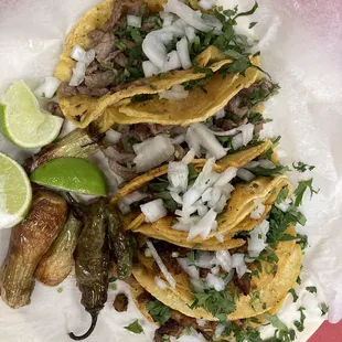 Street tacos (2 fajita, 3 Al Pastor