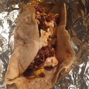 Chorizo and Egg breakfast taco