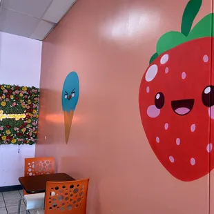  strawberry painted on the wall