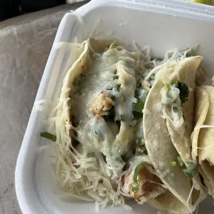 Chicken tacos with cheese
