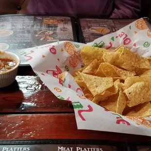 Bagged chips? And salsa with way too much cilantro.