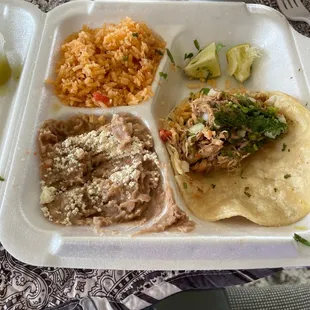 mexican food in a styrofoam container