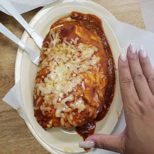 HUGEEEEE shrimp &amp; steak wet burrito