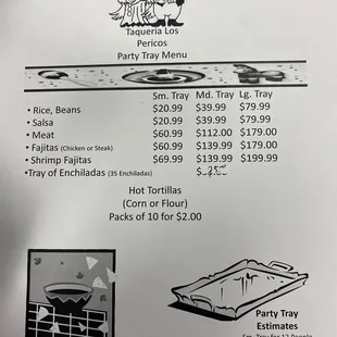 Party Tray Menu updated prices