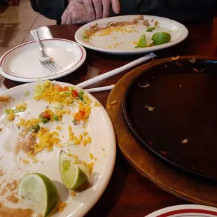 Chicken and beef fajitas. Ate every bit and thought about licking the plates.