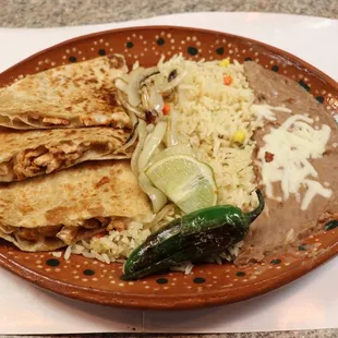 Chicken quesadilla plate very good.