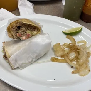 Chopped steak burrito