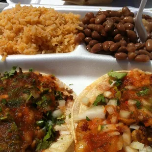 Rice &amp; beans meal w/ 2 tacos