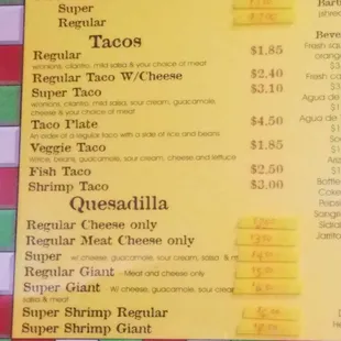 menu