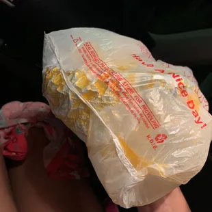 Bag full of oil