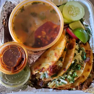 Quesobirrias with consome