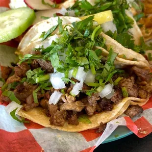 Tacos had generous amounts of meat, but a tad dry