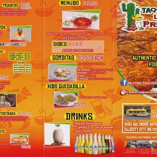 Menu front/back
