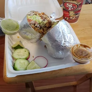 Carnitas burrito, yummm. 2 meals for $12? !¡Sí, por favor!