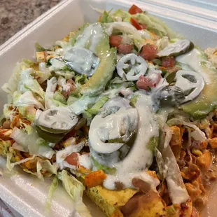 Chicken nachos - not a fan of the chicken but nachos good!