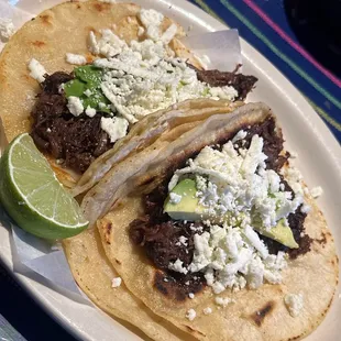 Barbacoa with avocado and queso fresco