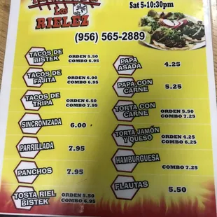 the menu