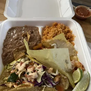 2 tacos plate (fish and shrimp)