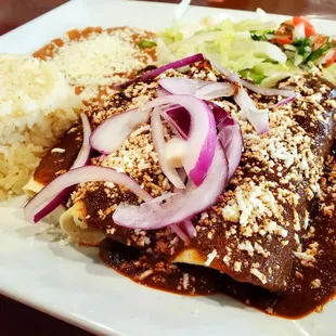 Enchiladas with mole sauce