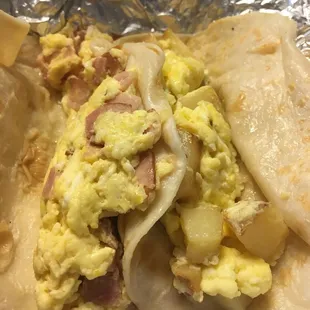 Ham and potato tacos