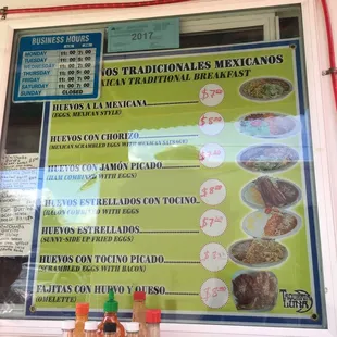 Hours and another menu