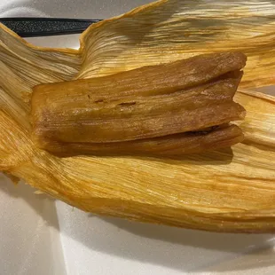 Very dry pork tamale