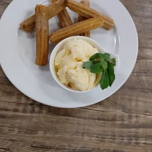 Churro with vanilla icecream