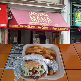 《It's My Yummy Taqueria Mana Bacon &amp; Mushroom Swiss Cheese Burger &amp; Fries》