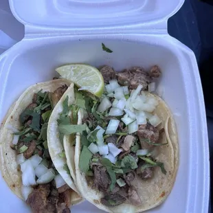 Suadero and Pastor tacos
