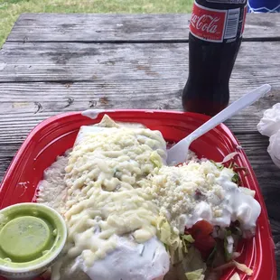 Veggie rice/bean burrito &amp; coke $6.50. I drive 25 min to get this. Very good food. If you eat meat try this if your cutting back