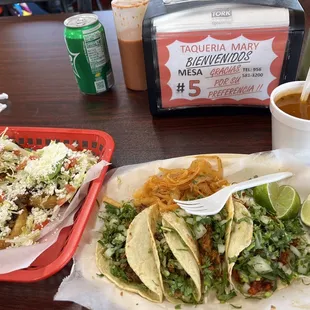Sopes and taco combo