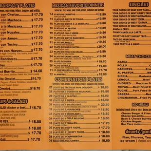 Menu back side - January 2025