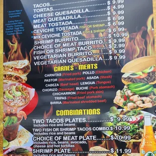 menu