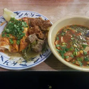 Menudo, a few of the buffet options...delicious sauces!