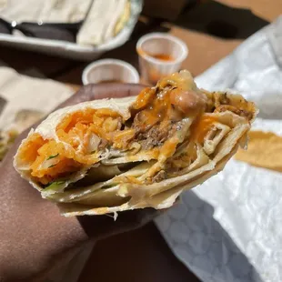 Mushroom carnitas super burrito