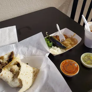 Carne asada burrito.   Packed with meat and cheese