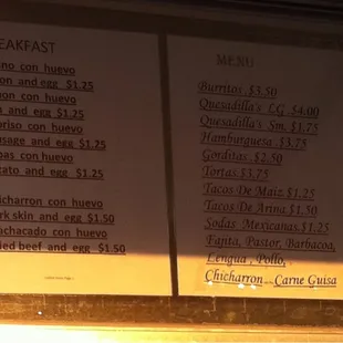 menu