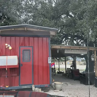 a taqueria in a red building
