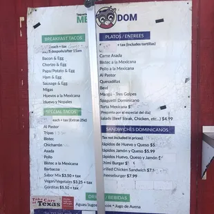 menu
