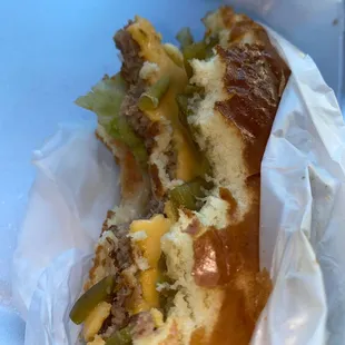 a half eaten sandwich