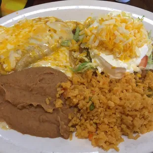 Tostada and enchilada. The enchilada... YUM!