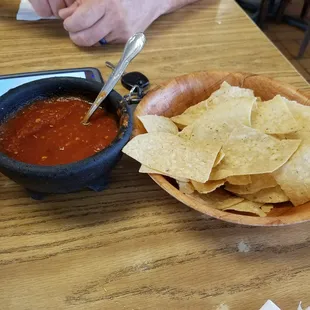 Warm salsa and chips. Yum!!